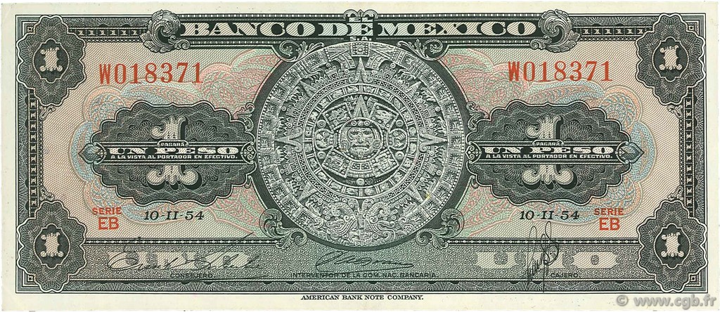 1 Peso MEXIQUE  1954 P.056a SUP