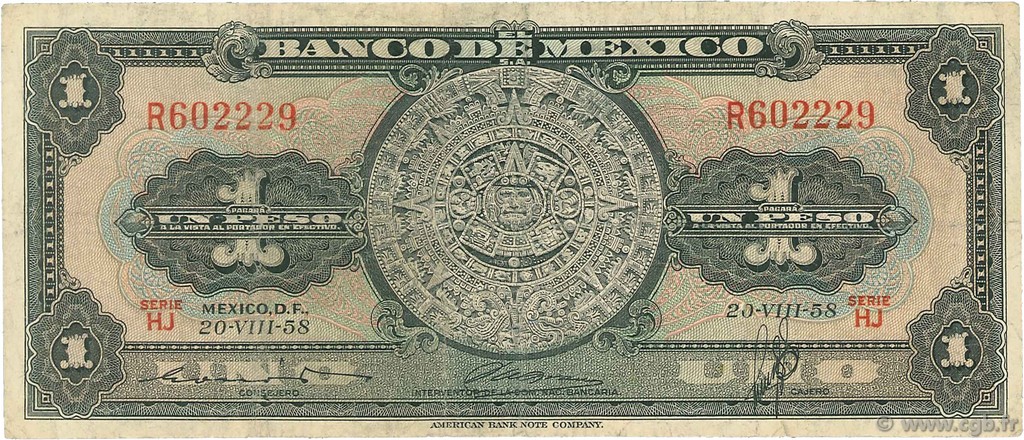 1 Peso MEXIQUE  1958 P.059d B