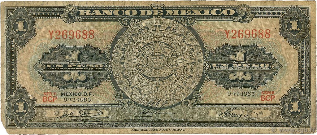 1 Peso MEXIQUE  1965 P.059i B