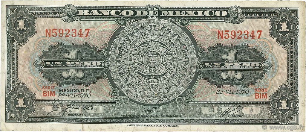 1 Peso MEXIQUE  1970 P.059l TB