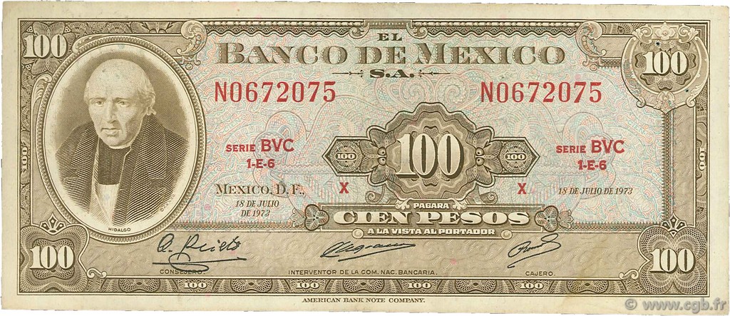 100 Pesos MEXIQUE  1973 P.061i TB