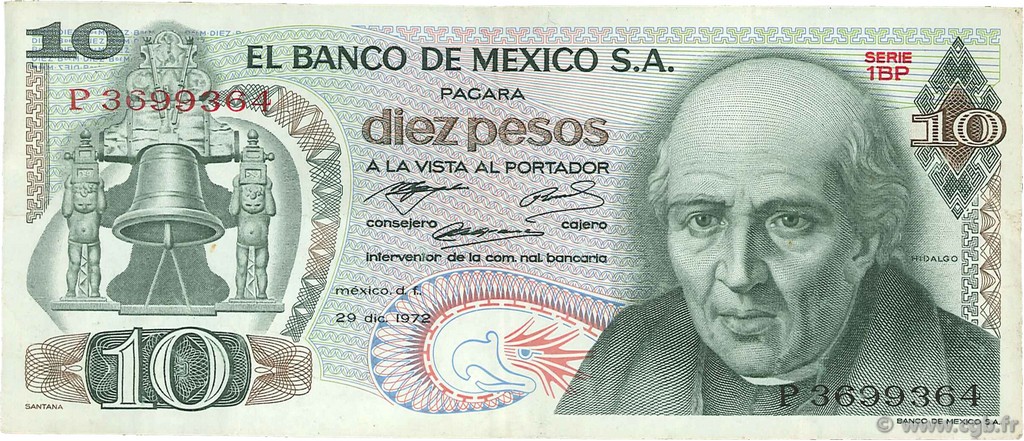 10 Pesos MEXIQUE  1972 P.063e TTB