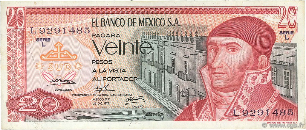 20 Pesos MEXIQUE  1972 P.064a TTB