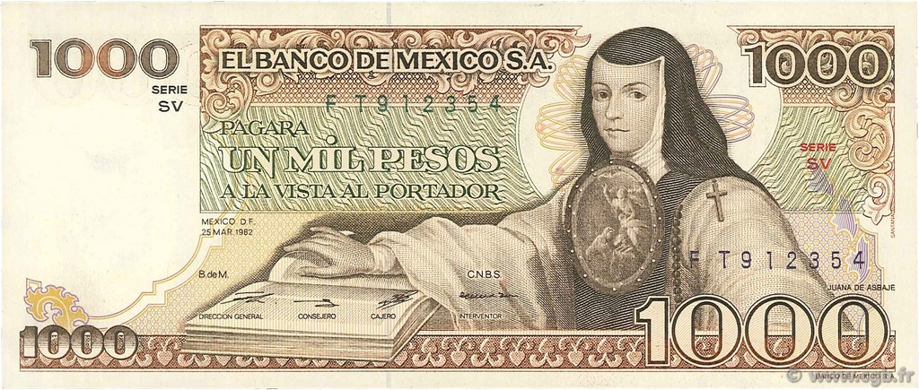 1000 Pesos MEXIQUE  1982 P.076d NEUF