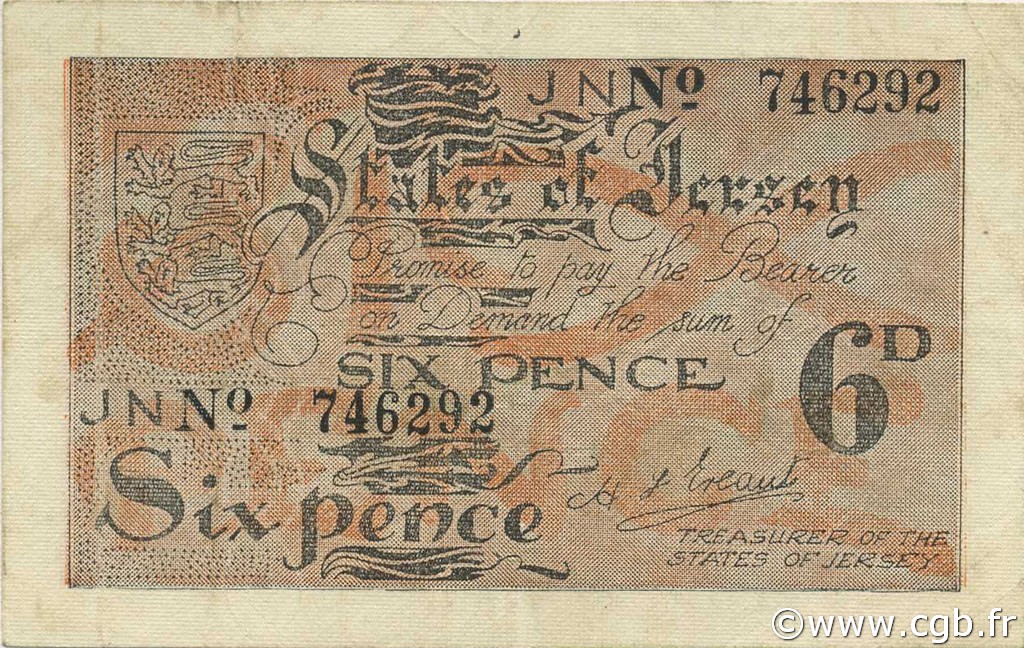 6 Pence ISLA DE JERSEY  1941 P.01a MBC+