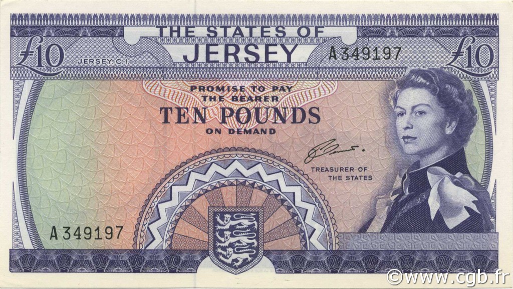 10 Pounds JERSEY  1972 P.10a NEUF