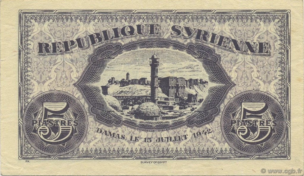5 Piastres SYRIE  1942 P.049 SUP