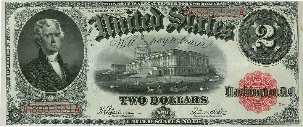 2 Dollars ÉTATS-UNIS D AMÉRIQUE  1917 P.188 SUP+