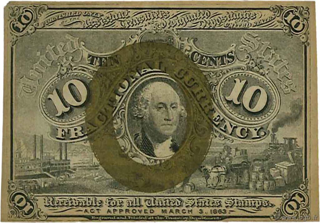 10 Cents ÉTATS-UNIS D AMÉRIQUE  1863 P.102 TTB
