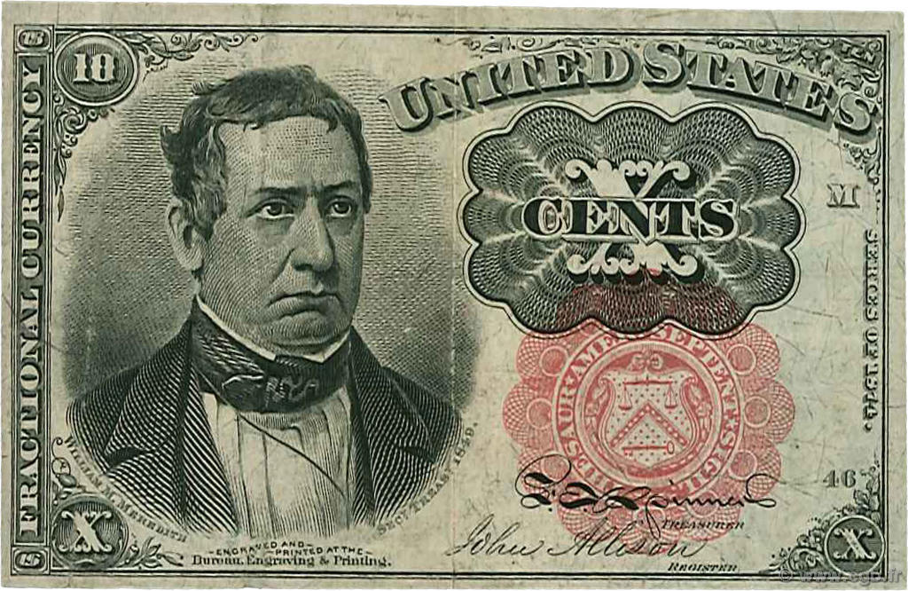 10 Cents ÉTATS-UNIS D AMÉRIQUE  1874 P.122 TTB+