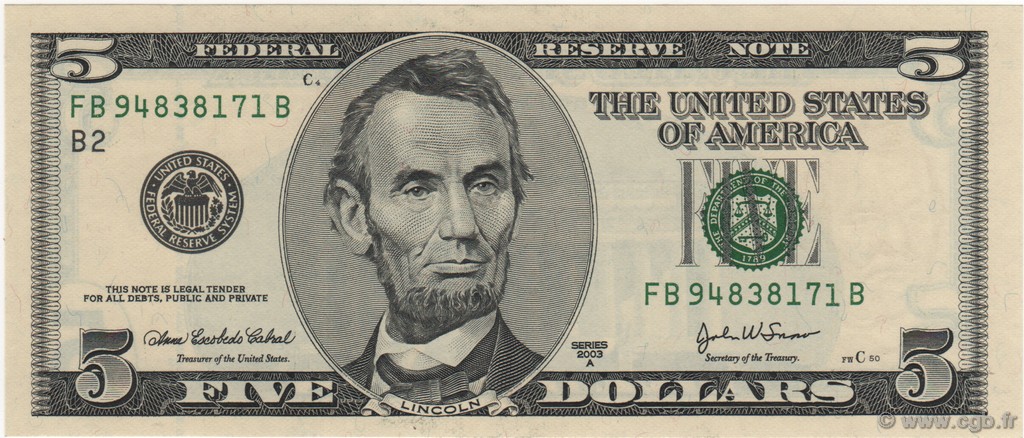 5 Dollars ÉTATS-UNIS D AMÉRIQUE New York 2003 P.517b NEUF
