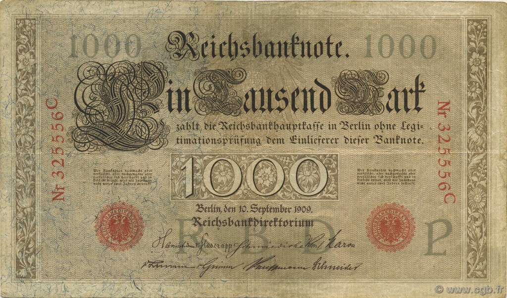 1000 Mark GERMANY  1909 P.039 VF