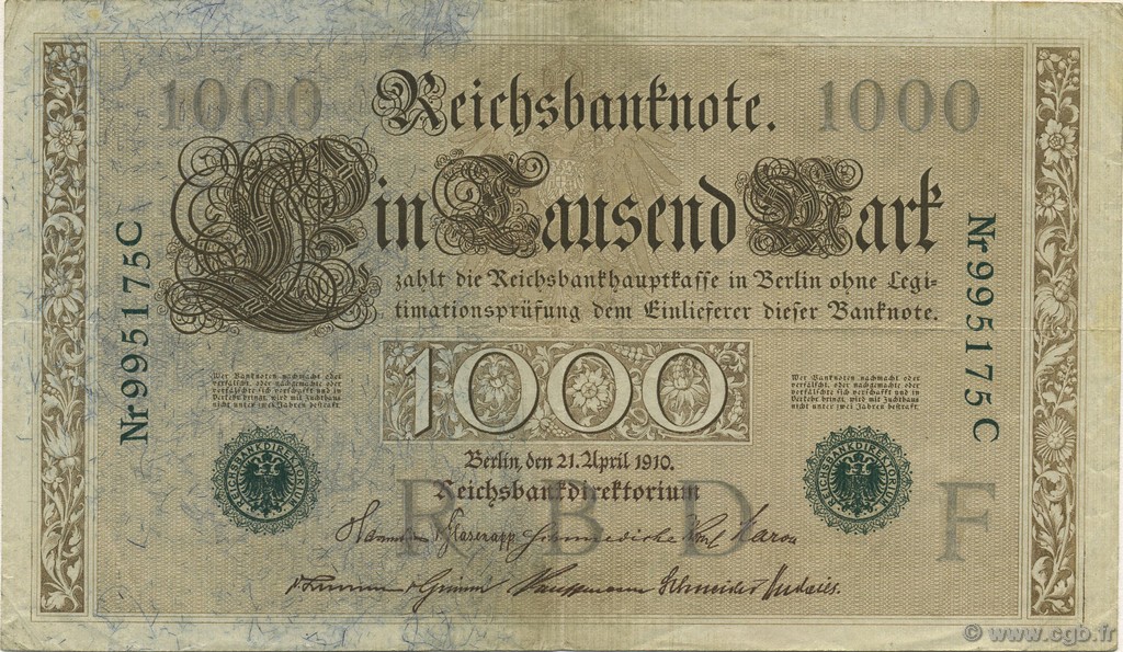 1000 Mark GERMANIA  1910 P.045a BB