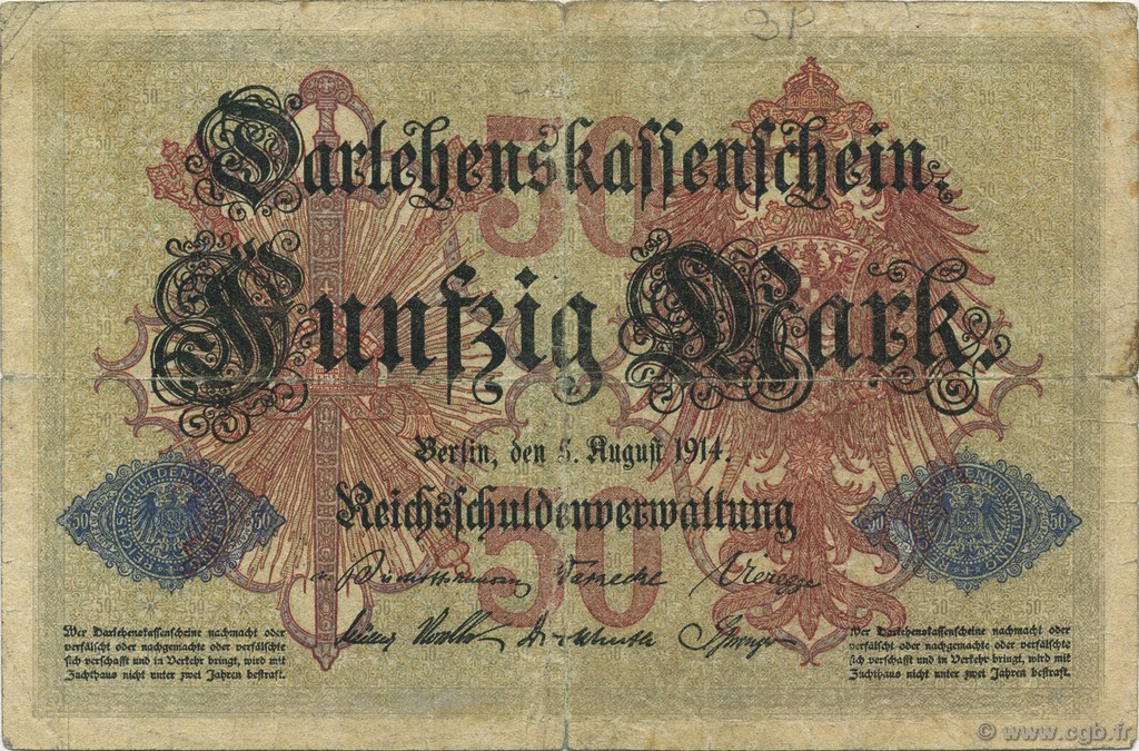 50 Mark ALLEMAGNE  1914 P.049a TB