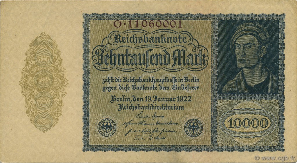 10000 Mark GERMANY  1922 P.072 XF