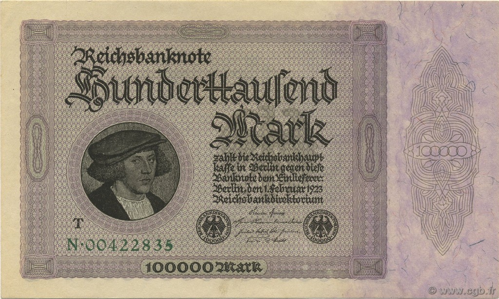 100000 Mark ALLEMAGNE  1923 P.083c pr.NEUF