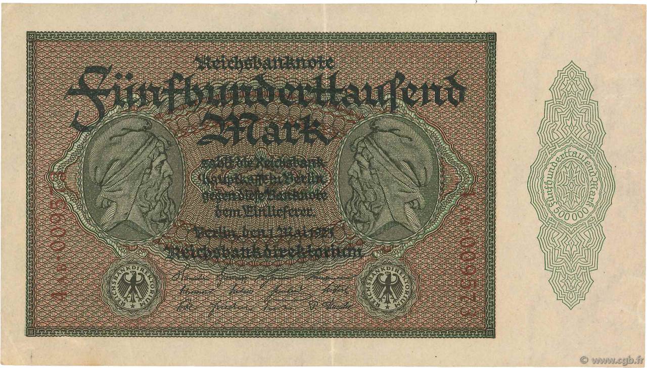 500000 Mark GERMANY  1923 P.088b XF-