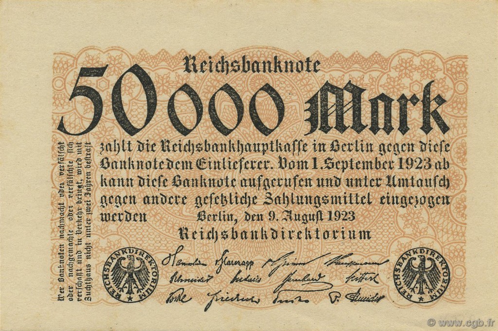 50000 Mark ALLEMAGNE  1923 P.099 pr.NEUF