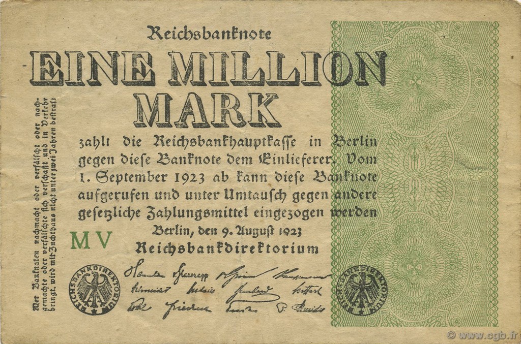 1 Million Mark ALLEMAGNE  1923 P.102a TTB