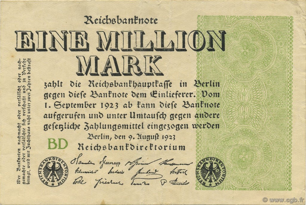 1 Million Mark ALLEMAGNE  1923 P.102b TTB