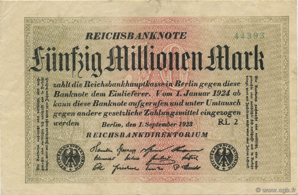 50 Millions Mark ALLEMAGNE  1923 P.109c pr.SUP