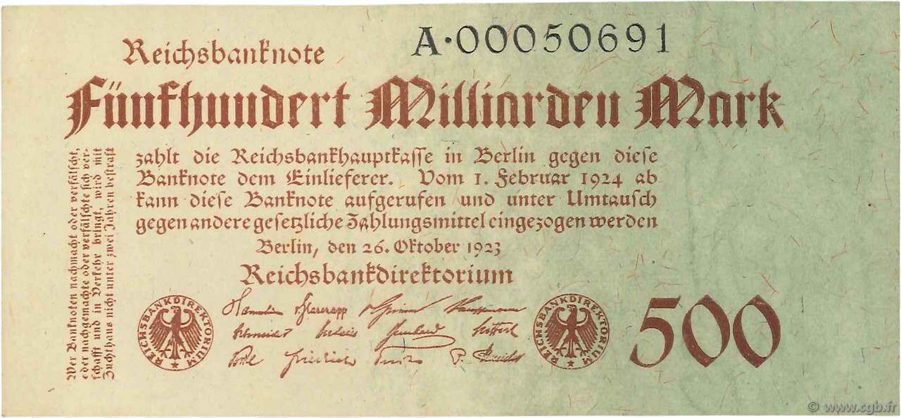 500 Milliard Mark ALLEMAGNE  1923 P.127a SUP