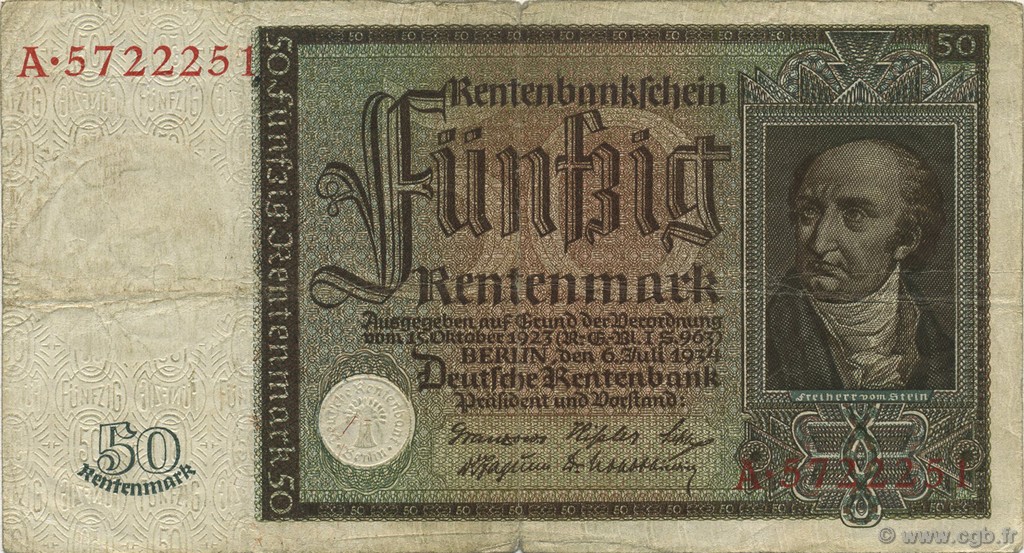 50 Rentenmark DEUTSCHLAND  1934 P.172 S