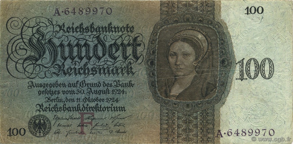 100 Reichsmark ALLEMAGNE  1924 P.178 TTB