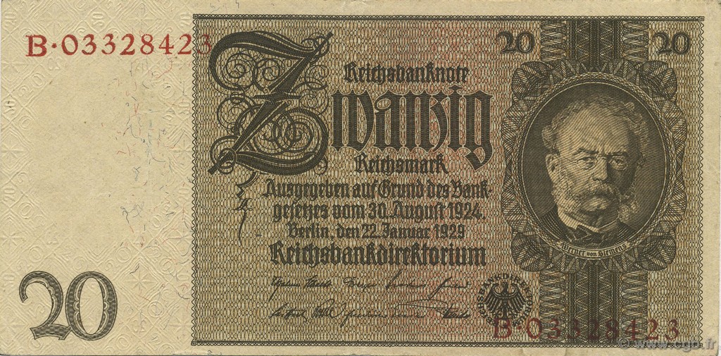 20 Reichsmark ALLEMAGNE  1929 P.181b SUP