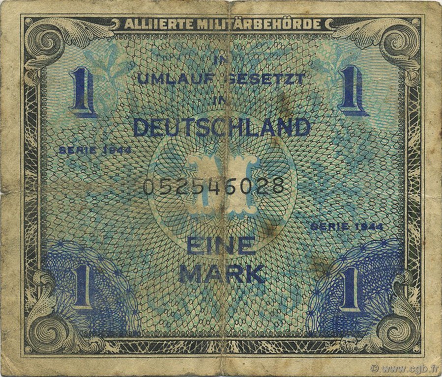 1 Mark ALLEMAGNE  1944 P.192a TB