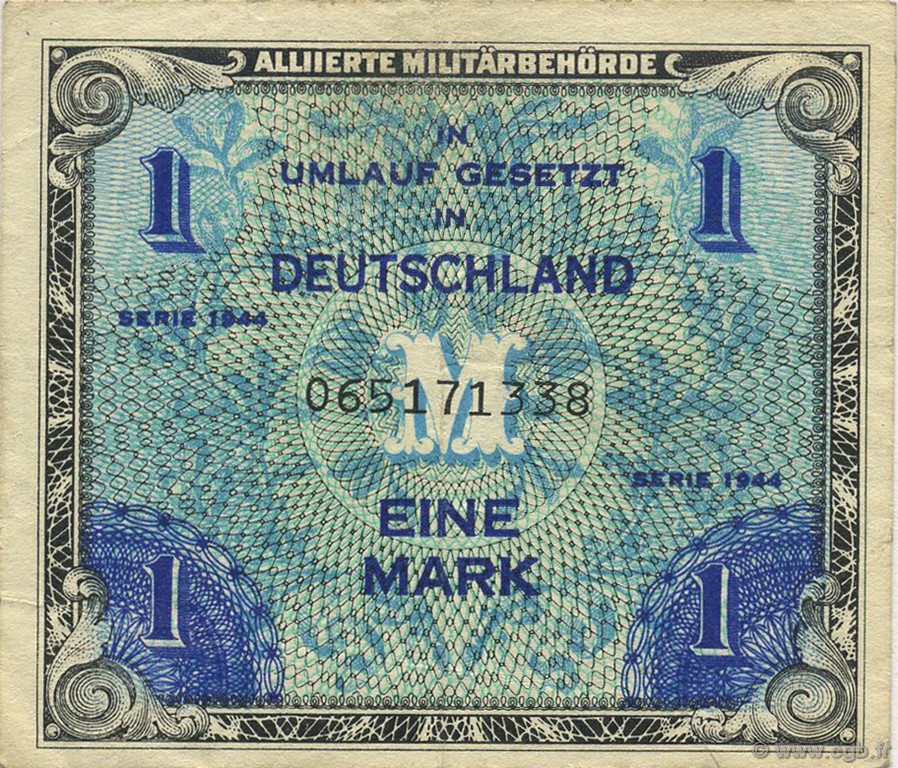 1 Mark ALLEMAGNE 1944 P.192a TTB+