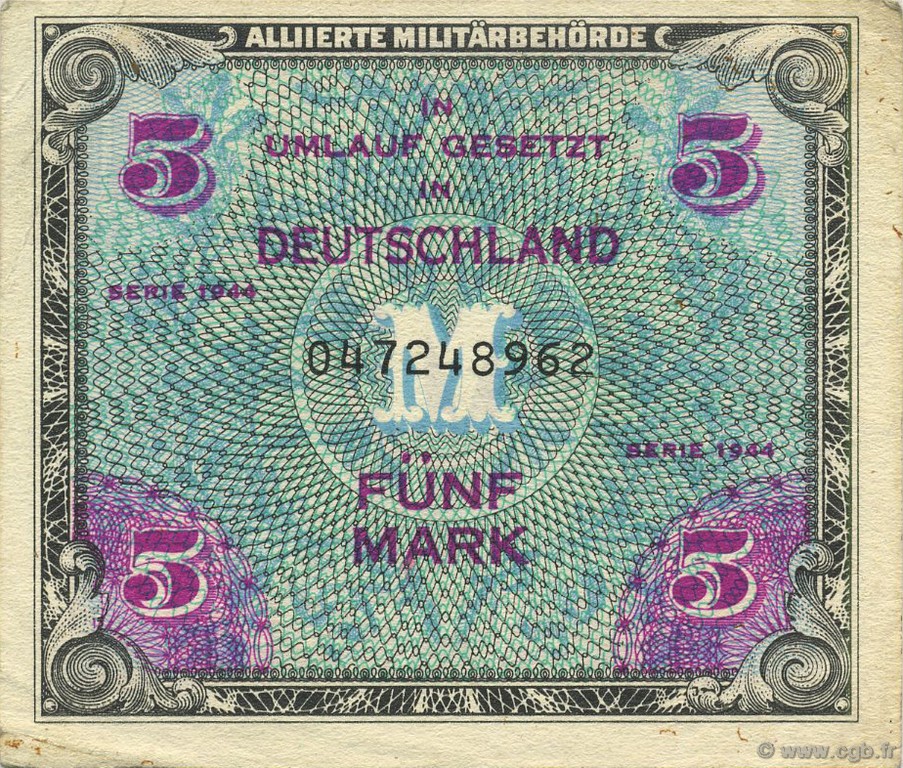 5 Mark ALLEMAGNE  1944 P.193a SUP