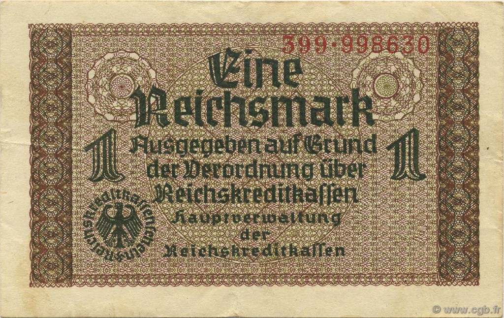 1 Reichsmark GERMANIA  1940 P.R136a BB