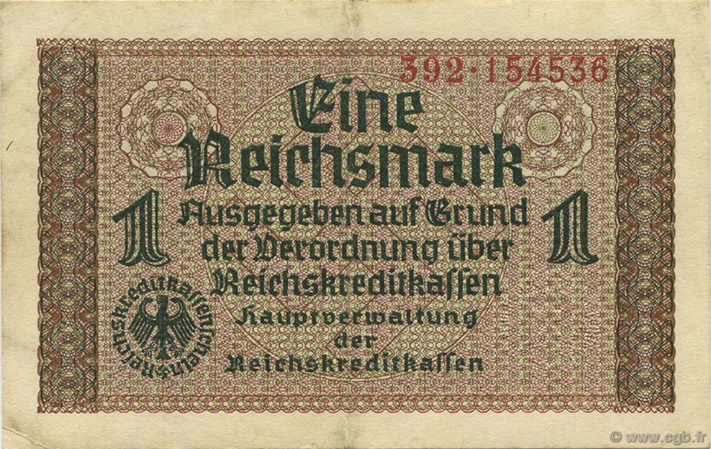 1 Reichsmark GERMANY  1940 P.R136a XF