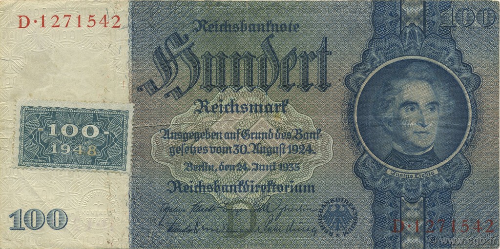 100 Deutsche Mark ALLEMAGNE DE L EST  1948 P.07a TTB