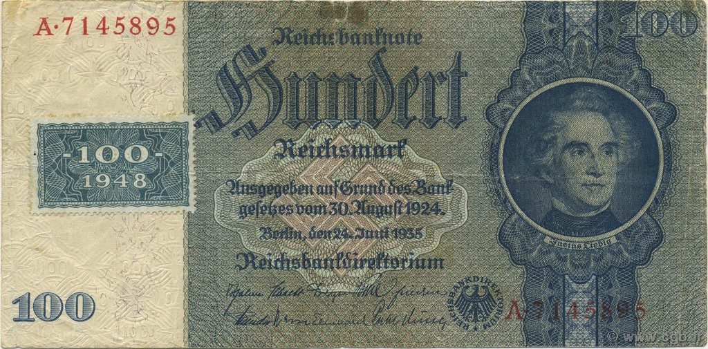 100 Deutsche Mark ALLEMAGNE DE L EST  1948 P.07b TB+