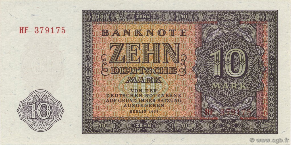 10 Deutsche Mark ALLEMAGNE RÉPUBLIQUE DÉMOCRATIQUE  1955 P.18a pr.NEUF