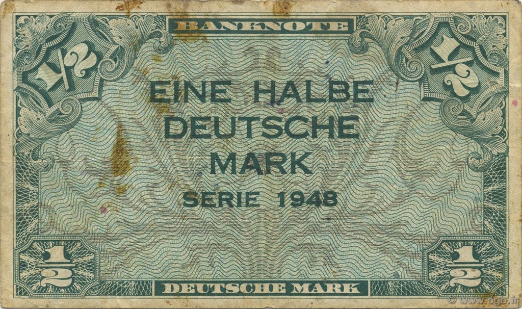 1/2 Deutsche Mark ALLEMAGNE FÉDÉRALE  1948 P.01a TB