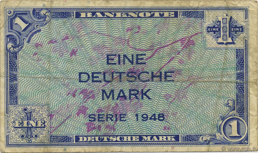 1 Deutsche Mark GERMAN FEDERAL REPUBLIC  1948 P.02a B a MB
