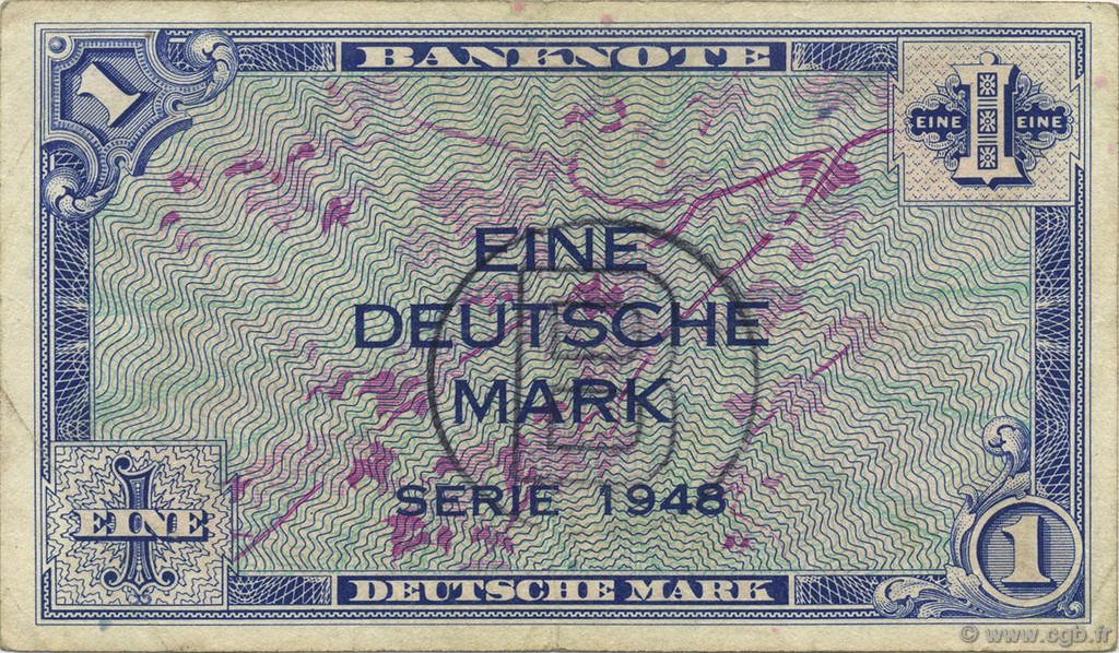 1 Deutsche Mark GERMAN FEDERAL REPUBLIC  1948 P.02b VF