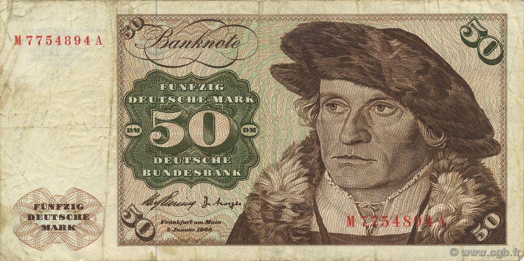 50 Deutsche Mark ALLEMAGNE FÉDÉRALE  1960 P.21a TB+