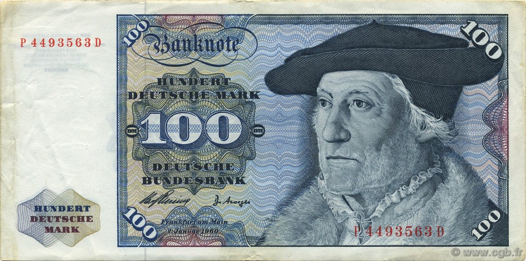 100 Deutsche Mark ALLEMAGNE FÉDÉRALE  1960 P.22a TTB+