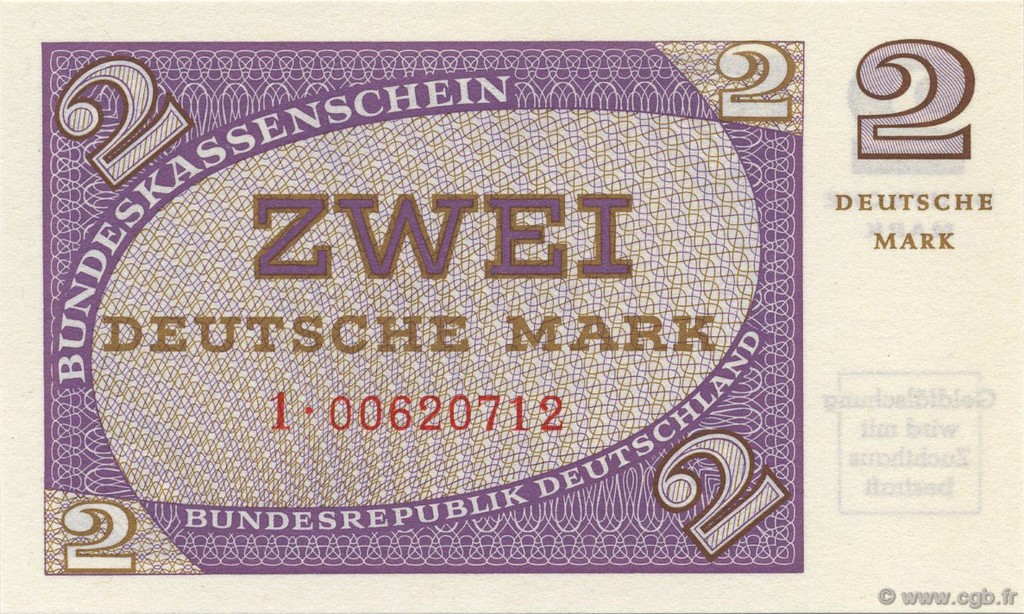 2 Deutsche Mark ALLEMAGNE FÉDÉRALE  1967 P.29 NEUF