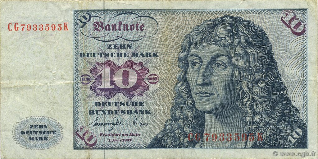 10 Deutsche Mark ALLEMAGNE FÉDÉRALE  1977 P.31b TTB
