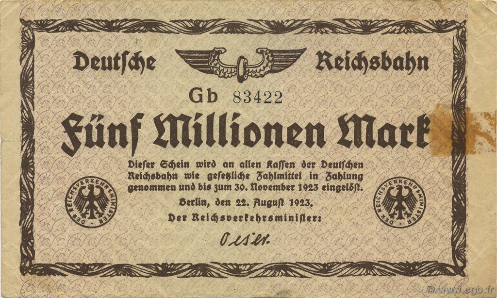5 Millions Mark ALLEMAGNE  1923 PS.1013b TTB