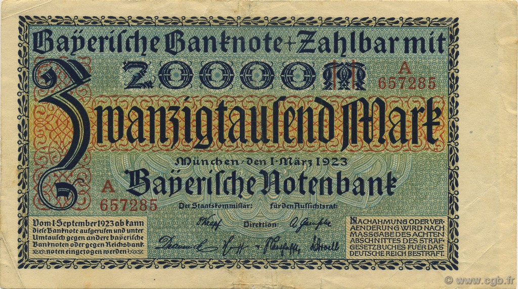 20000 Mark ALLEMAGNE Munich 1923 PS.0926 TTB