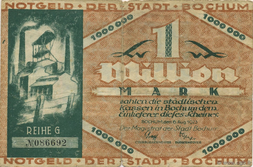 1 Million Mark ALLEMAGNE Bochum 1923  B