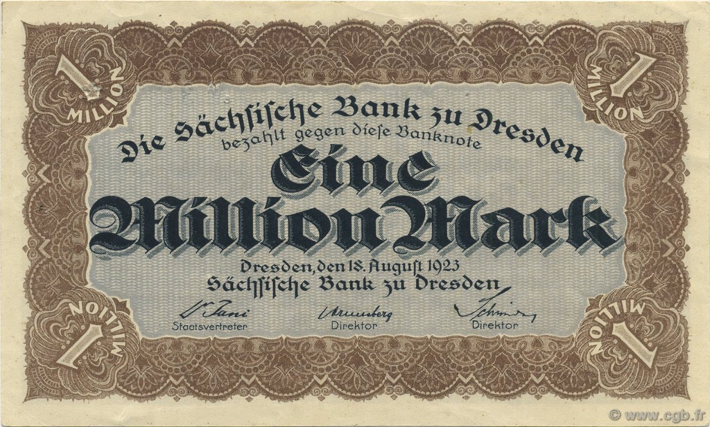1 Million Mark ALLEMAGNE Dresden 1923 PS.0963 SUP