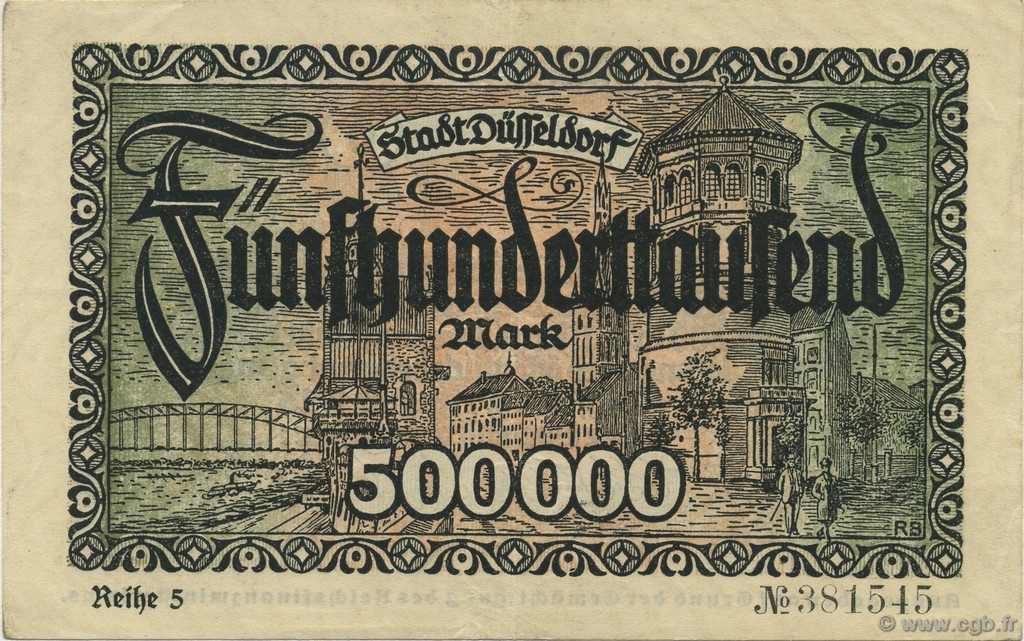 500000 Mark ALLEMAGNE Düsseldorf 1923  SUP