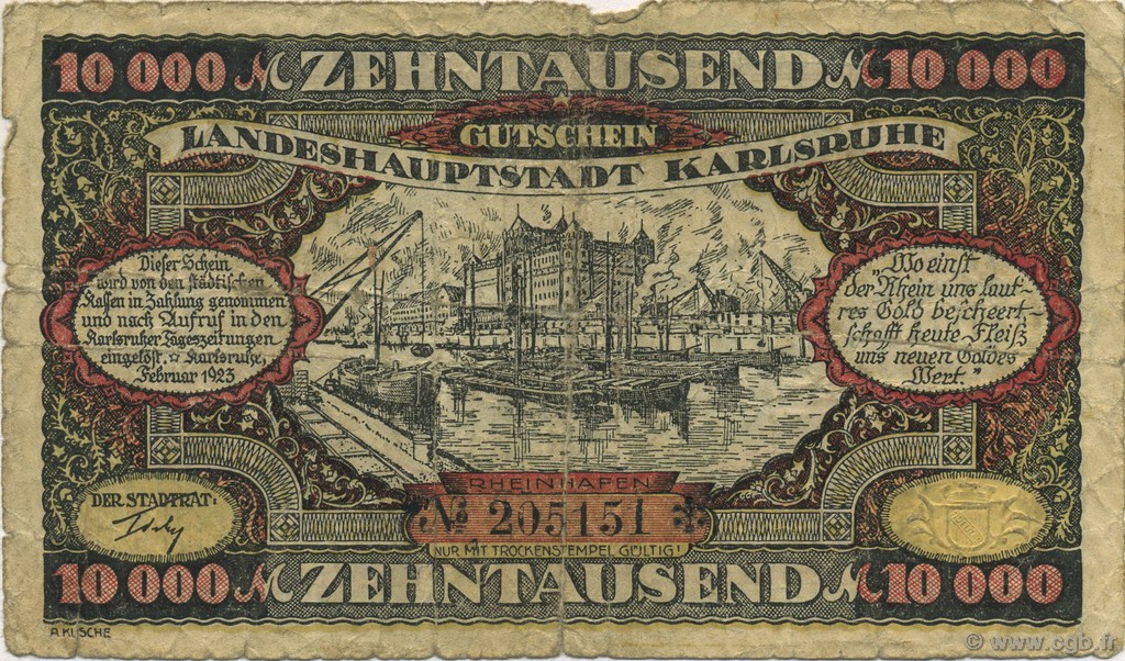 10000 Mark ALLEMAGNE Karlsruhe 1923  B